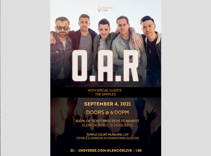 Rock band O.A.R will headline 'Glencoe Live,' a benefit concert set for